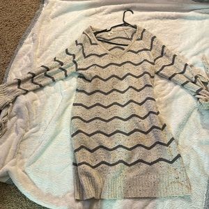 Sweater dress gray and beige.